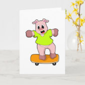 Schweinefleisch als Skater auf Skateboard Karte (Gelbe Blume)