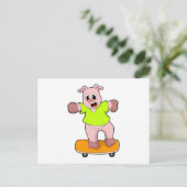 Schweinefleisch als Skater auf Skateboard Postkarte (Stehend Vorderseite)