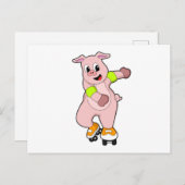 Schweinefleisch als Skater mit Inline-Skaten Postkarte (Vorne/Hinten)