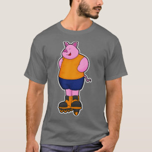 Schweinefleisch als Skater mit Inline-Skaten T-Shirt