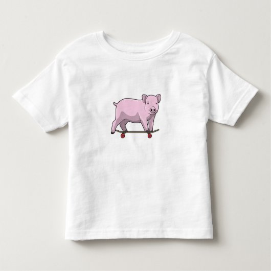 Schweinefleisch als Skater mit Skateboard Kleinkind T-shirt (Vorderseite)
