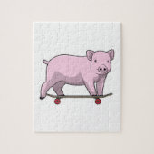 Schweinefleisch als Skater mit Skateboard Puzzle (Vertikal)