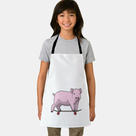 Schweinefleisch als Skater mit Skateboard Schürze (Insitu)