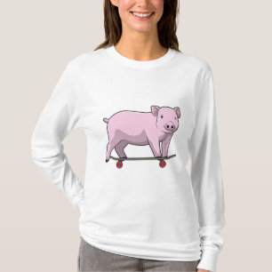 Schweinefleisch als Skater mit Skateboard T-Shirt