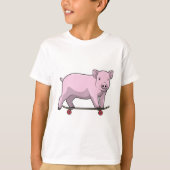 Schweinefleisch als Skater mit Skateboard T-Shirt (Vorderseite)