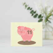 Schweinefleisch am Geburtstag Einladung zur Postka (Stehend Vorderseite)