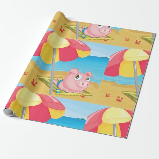 Schweinefleisch am Strand Geschenkpapier (Ungerollt)