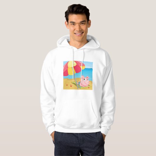 Schweinefleisch am Strand Mens Hoodie (Vorne ganz)