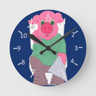Schweinefleisch auf der Toilette Runde Wanduhr