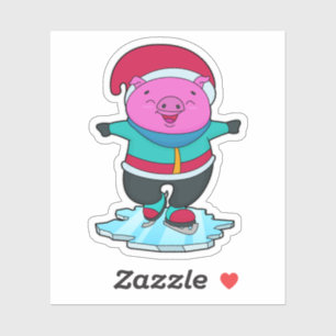 Schweinefleisch auf Ice-Skaten mit Ice-Skaten & Hu Aufkleber