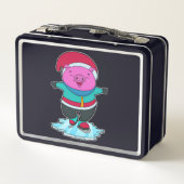 Schweinefleisch auf Ice-Skaten mit Ice-Skaten & Hu Metall Brotdose (Rückseite)