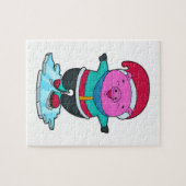 Schweinefleisch auf Ice-Skaten mit Ice-Skaten & Hu Puzzle (Horizontal)