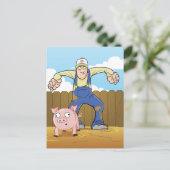 Schweinefleisch-Bauer beim Schwein Postkarte (Stehend Vorderseite)