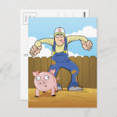 Schweinefleisch-Bauer beim Schwein Postkarte (Vorne/Hinten)