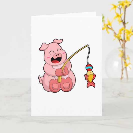 Schweinefleisch beim Fischen mit Fisch Karte (Gelbe Blume)