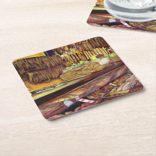 Schweinefleisch, Budapest Rechteckiger Pappuntersetzer (angewinkelt)