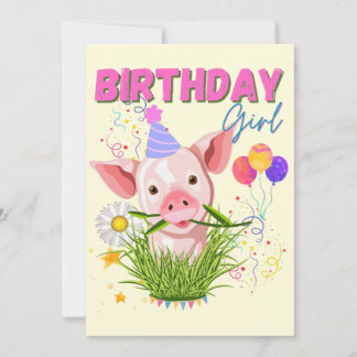 Schweinefleisch Geburtstag Pink Girls Liebhaber Einladung