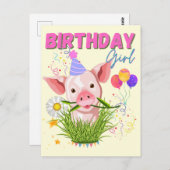 Schweinefleisch Geburtstag Pink Girls Liebhaber Postkarte (Vorne/Hinten)