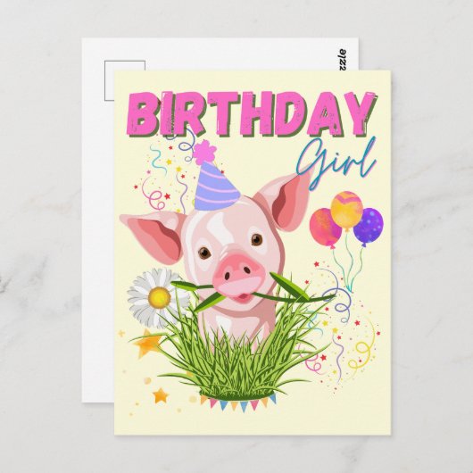 Schweinefleisch Geburtstag Pink Girls Liebhaber Postkarte (Vorne/Hinten)