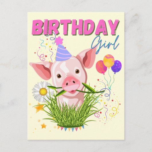 Schweinefleisch Geburtstag Pink Girls Liebhaber Postkarte (Vorderseite)