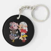 Schweinefleisch Hühner Hühner Kleinkinder Funny Fa Schlüsselanhänger (Rückseite)