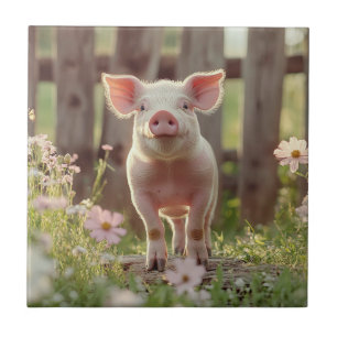 Schweinefleisch im Blumengarten Fliese