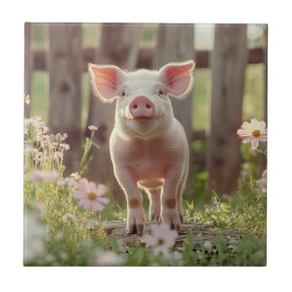 Schweinefleisch im Blumengarten Fliese