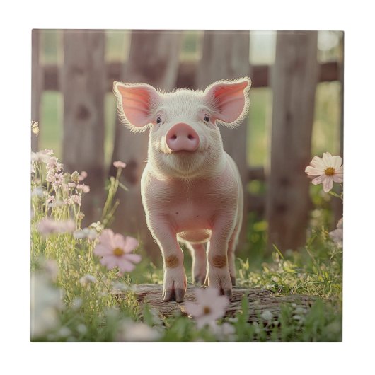 Schweinefleisch im Blumengarten Fliese (Vorderseite)