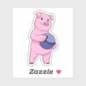 Schweinefleisch im Bowling mit Bowlingball Aufkleber (Blatt)