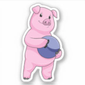 Schweinefleisch im Bowling mit Bowlingball Aufkleber (Vorderseite)