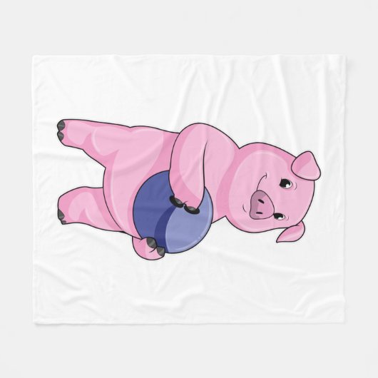 Schweinefleisch im Bowling mit Bowlingball Fleecedecke (Vorderseite (Horizontal))