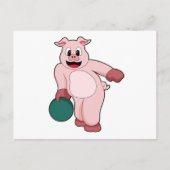 Schweinefleisch im Bowling mit Bowlingball Postkarte (Vorderseite)