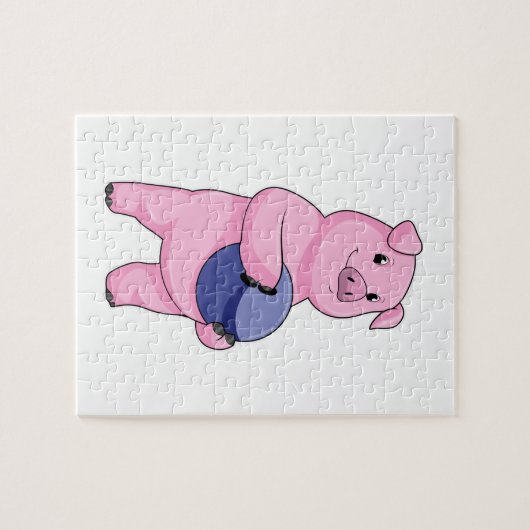 Schweinefleisch im Bowling mit Bowlingball Puzzle (Horizontal)