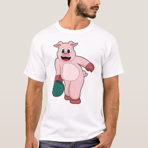 Schweinefleisch im Bowling mit Bowlingball T-Shirt