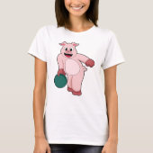 Schweinefleisch im Bowling mit Bowlingball T-Shirt (Vorderseite)
