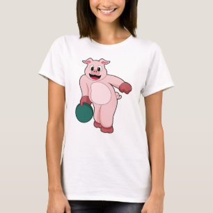 Schweinefleisch im Bowling mit Bowlingball T-Shirt