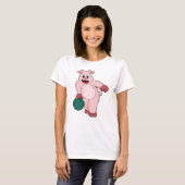 Schweinefleisch im Bowling mit Bowlingball T-Shirt (Vorne ganz)