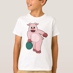 Schweinefleisch im Bowling mit Bowlingball T-Shirt