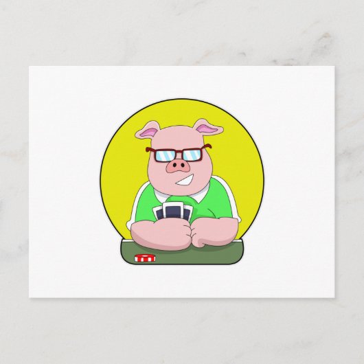 Schweinefleisch im Poker mit Karten (Vorderseite)