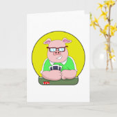 Schweinefleisch im Poker mit Karten (Gelbe Blume)