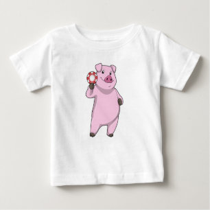 Schweinefleisch im Poker mit Poker-Chips Baby T-shirt
