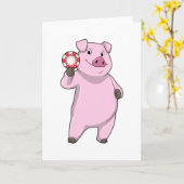 Schweinefleisch im Poker mit Poker-Chips Karte (Gelbe Blume)