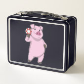 Schweinefleisch im Poker mit Poker-Chips Metall Brotdose (Rückseite)