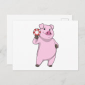 Schweinefleisch im Poker mit Poker-Chips Postkarte (Vorne/Hinten)