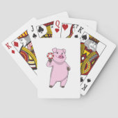 Schweinefleisch im Poker mit Poker-Chips Spielkarten (Rückseite)