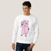 Schweinefleisch im Poker mit Poker-Chips Sweatshirt (Vorne ganz)