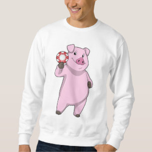 Schweinefleisch im Poker mit Poker-Chips Sweatshirt