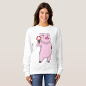 Schweinefleisch im Poker mit Poker-Chips Sweatshirt (Vorne ganz)