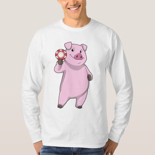 Schweinefleisch im Poker mit Poker-Chips T-Shirt (Vorderseite)