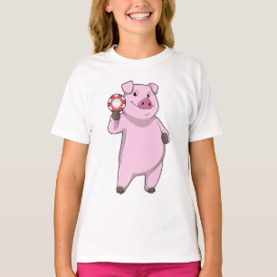 Schweinefleisch im Poker mit Poker-Chips T-Shirt